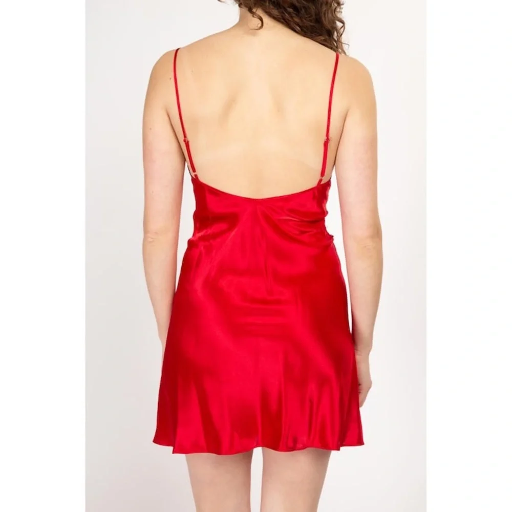 Vintage Victoria's Secret Gold Label Semi Sheer Lace Red Slip Dress Size Medium